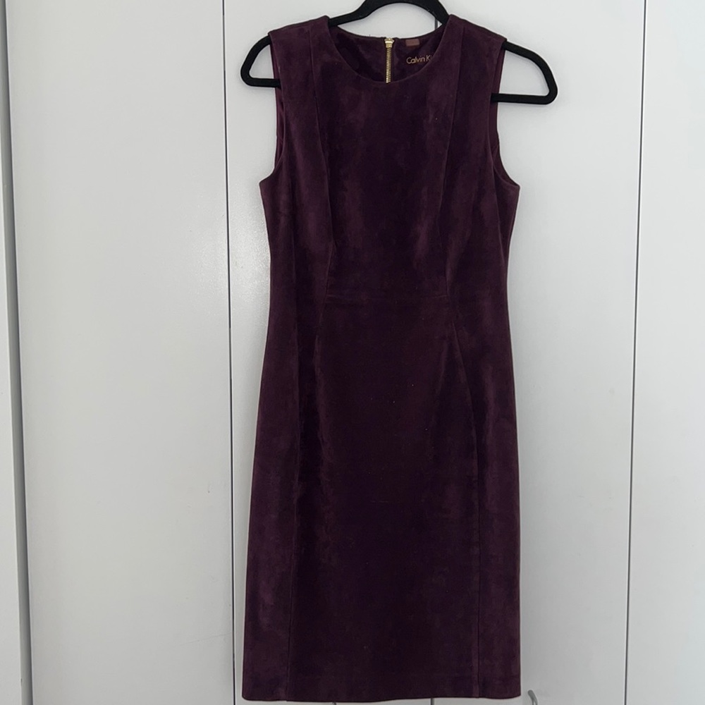 Calvin Klein faux suede purple dress